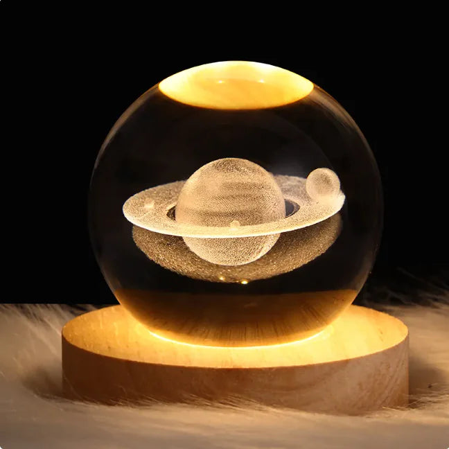 Luz nocturna de bola de cristal planetaria 3D