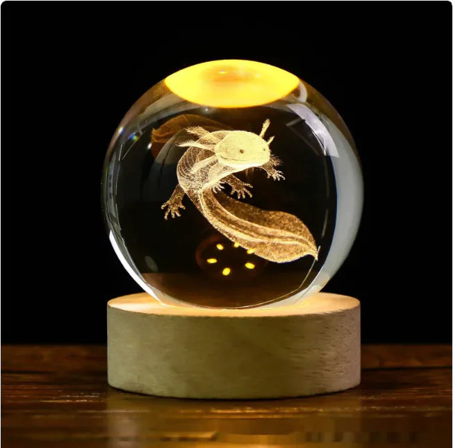 Luz nocturna de bola de cristal planetaria 3D