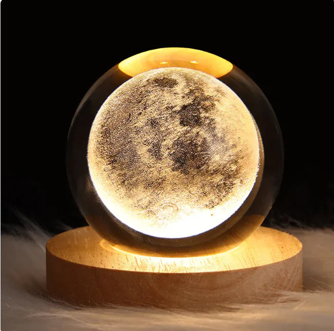 Luz nocturna de bola de cristal planetaria 3D