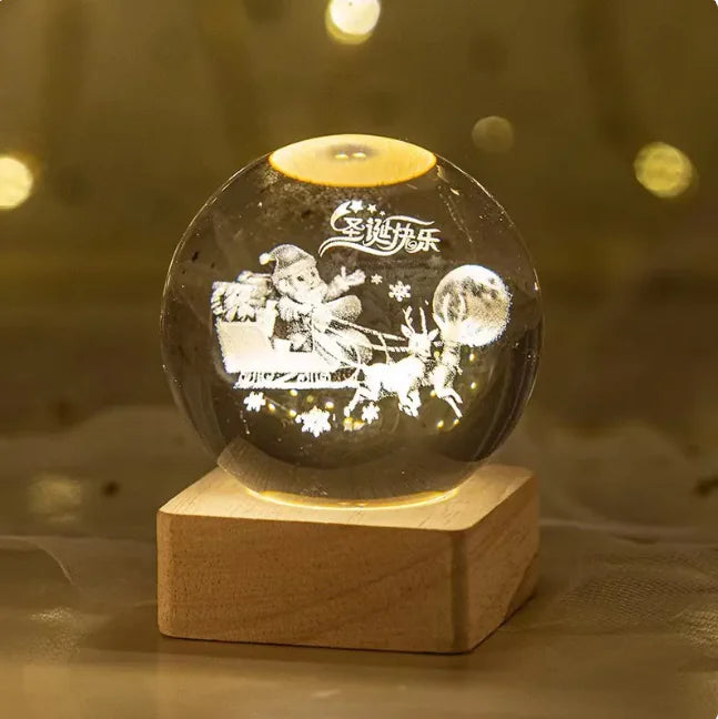 Luz nocturna de bola de cristal planetaria 3D