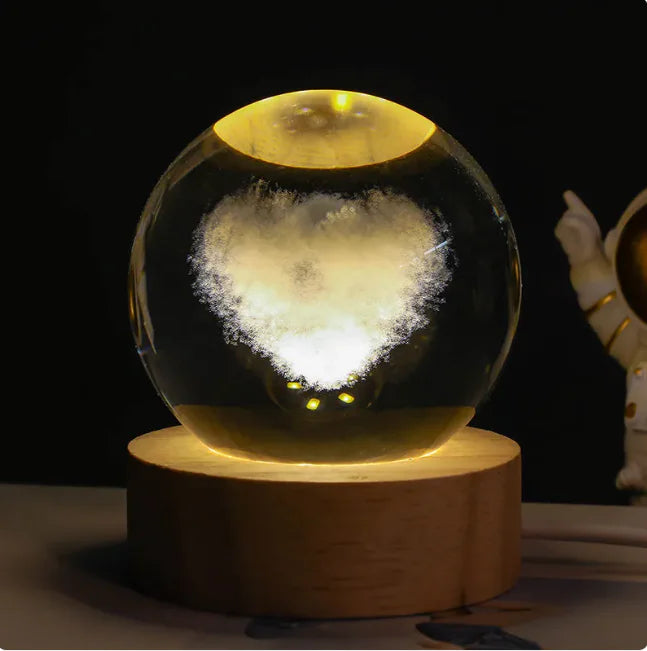 Luz nocturna de bola de cristal planetaria 3D