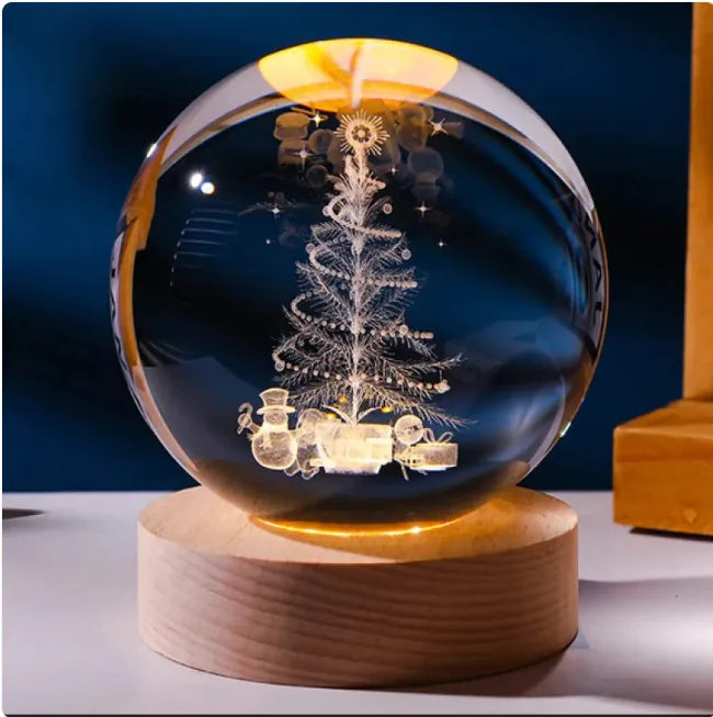 Luz nocturna de bola de cristal planetaria 3D