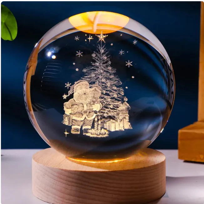 Luz nocturna de bola de cristal planetaria 3D