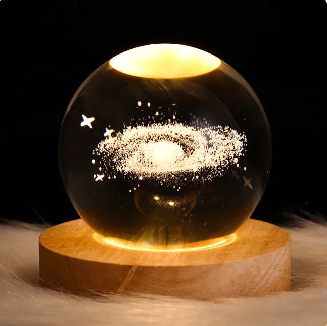Luz nocturna de bola de cristal planetaria 3D