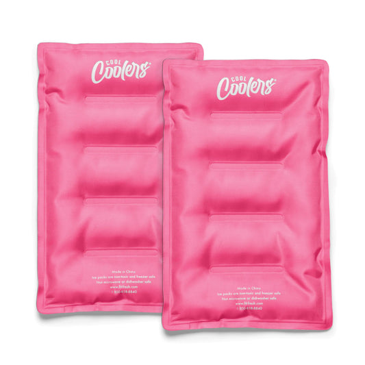 Cool Coolers by Fit & Fresh 2 Pack Soft Ice Packs for Cooler Flexible Stretch Nylon Lunch Box Ice Packs Ice Packs for Lunch Boxes Large Reusable Freezer Packs Hot Pink